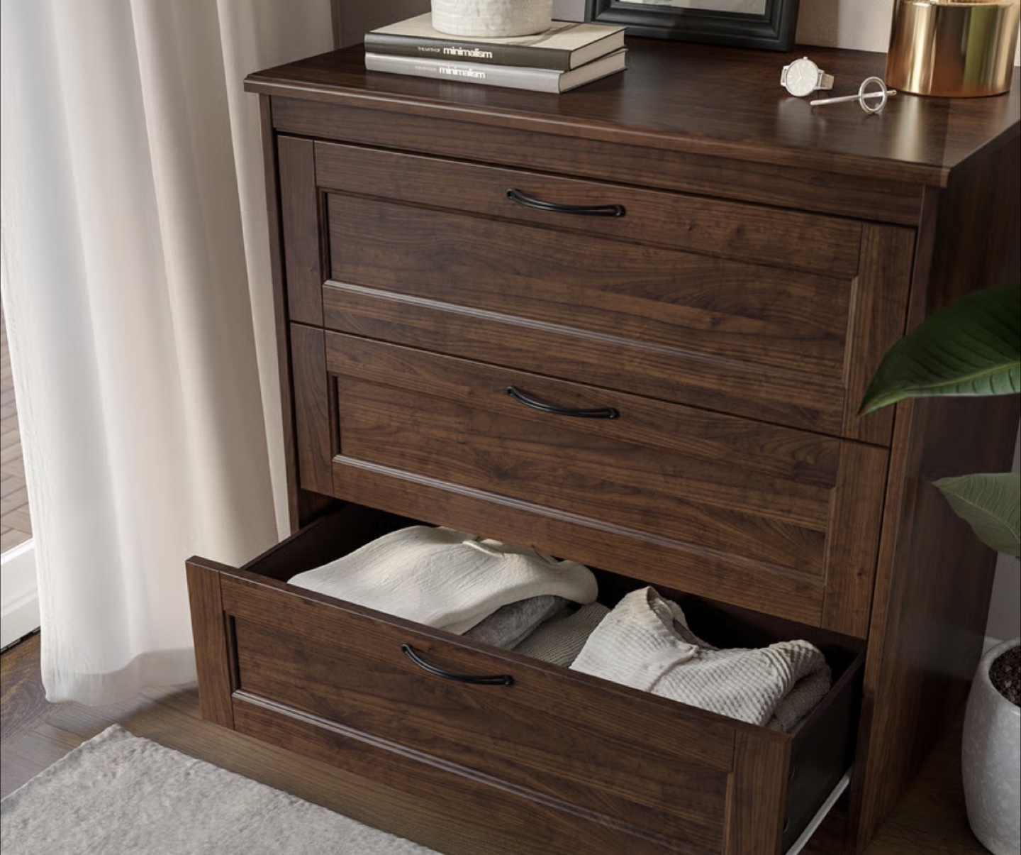Brown Wood 3-Drawer Dresser - photo 2