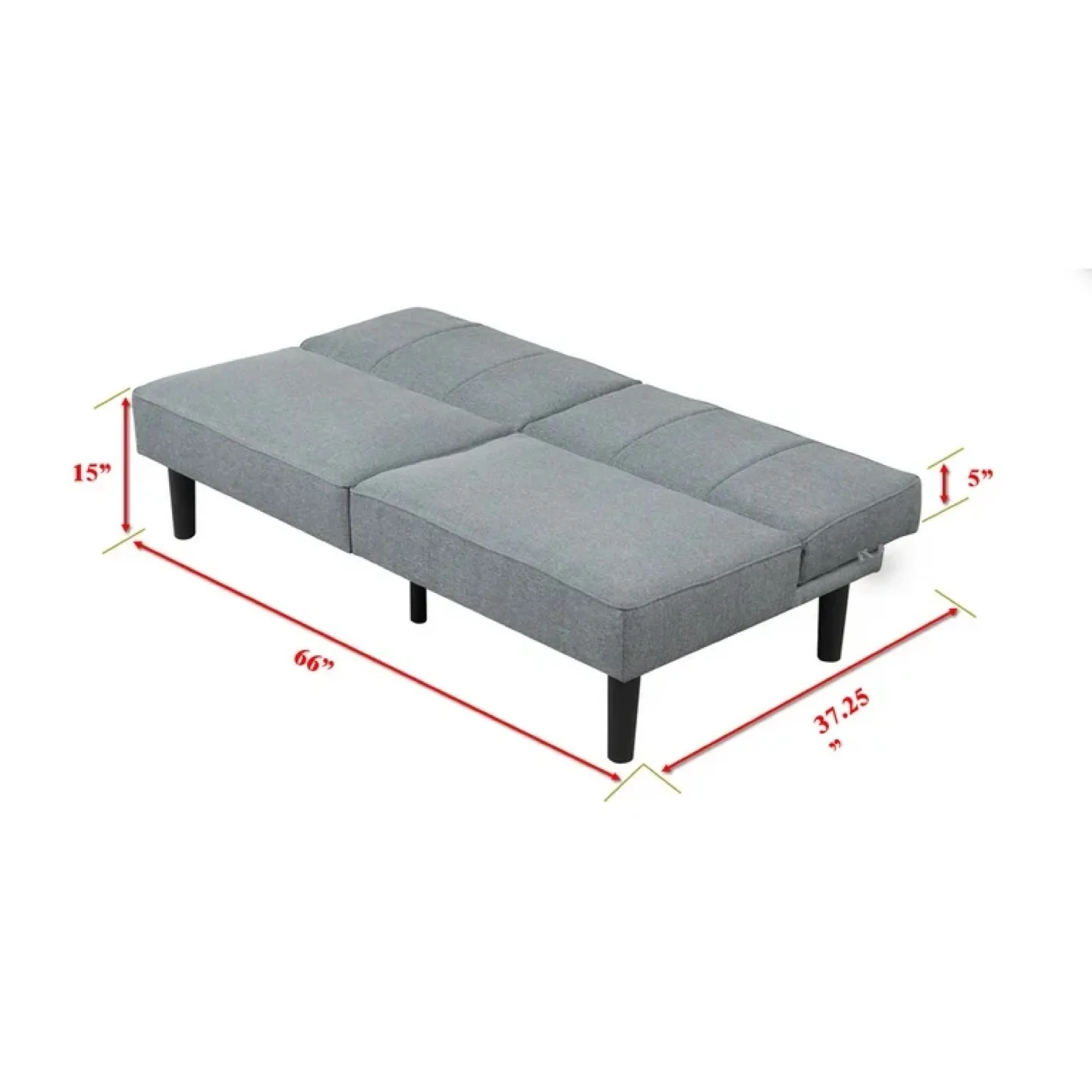 Gray Futon Sofa Bed - 66" x 37.25" (without legs) image indicator(3)