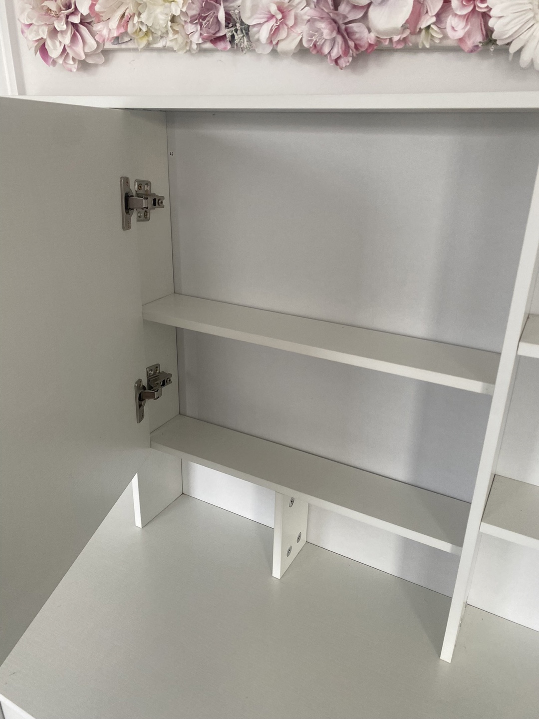 White Vanity Makeup Dressing Table with Mirror & Shelves - photo 4
