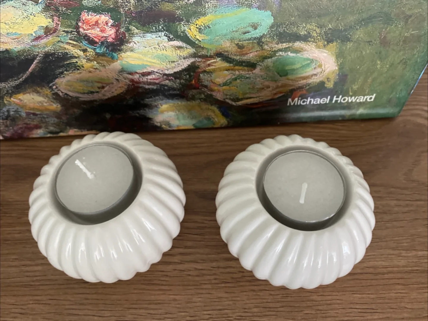 NEW Pair of White Ceramic Tea Light Holders thumbnail