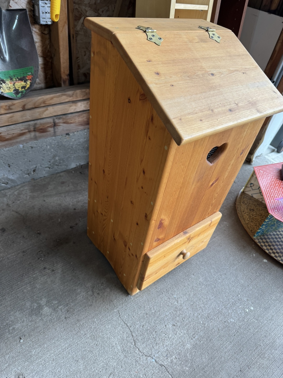 Wooden Storage Bin with Drawer