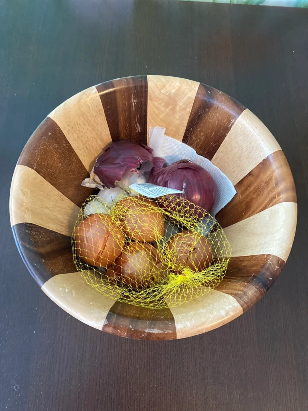 Wooden Striped Serving Bowl thumbnail