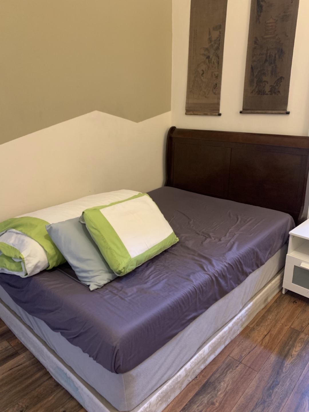 Solid Wood Double bed headboard and mattress
