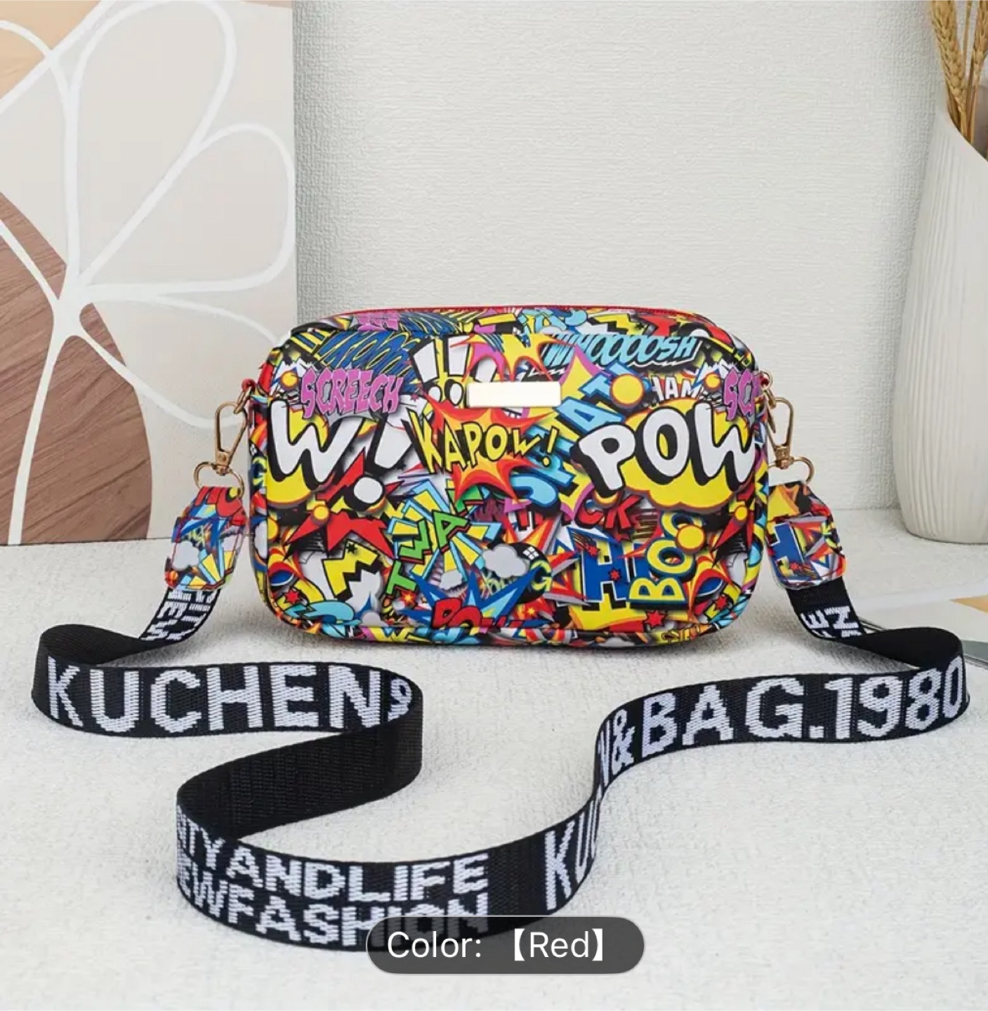 Colorful Graffiti Print Crossbody Bag