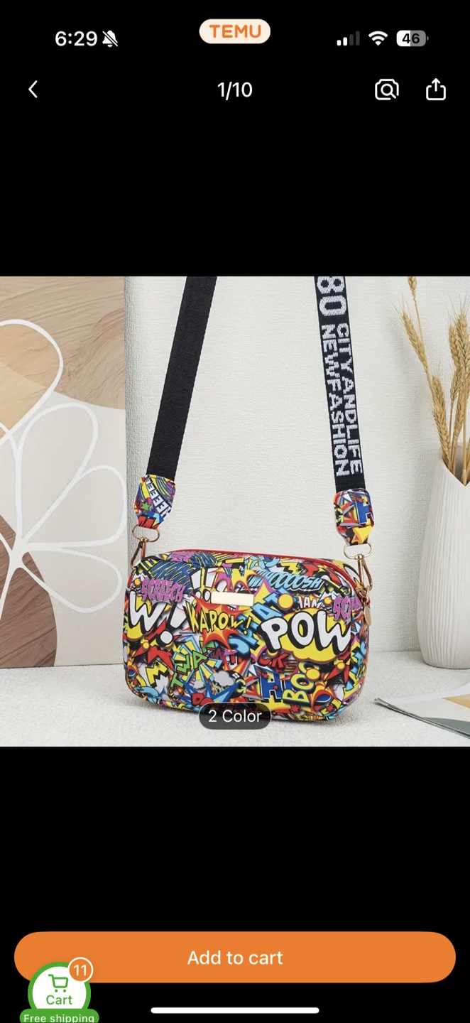 Colorful Graffiti Print Crossbody Bag - photo 2
