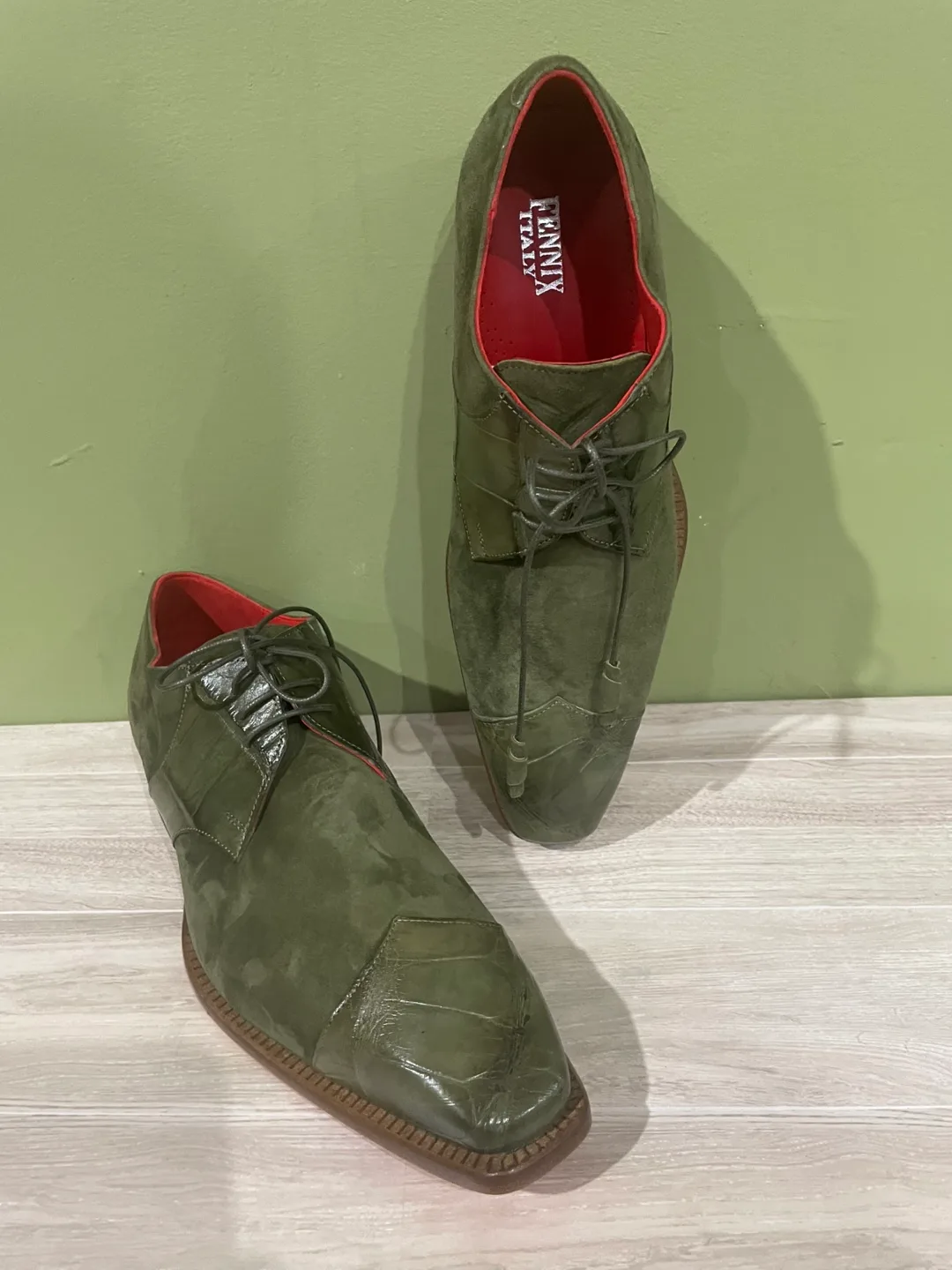 FENNIX Italy olive  gator/suede Dress Shoes Oxford thumbnail