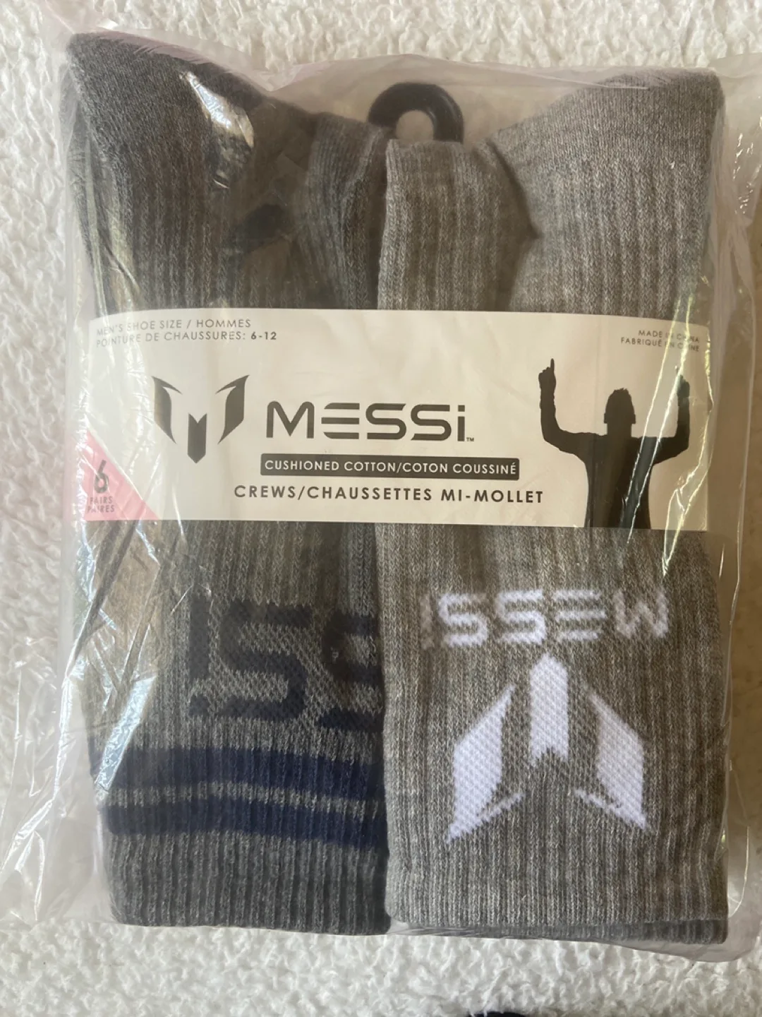 Messi Crew Socks, Size 6-12 (New) 6 pairs thumbnail