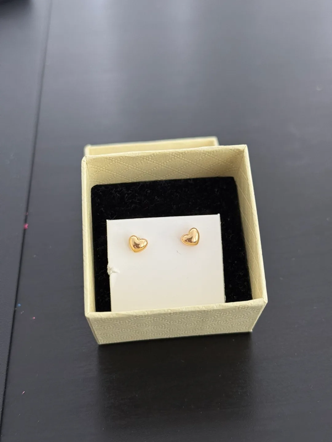Heart Stud Earrings, 5mm - Real Gold thumbnail