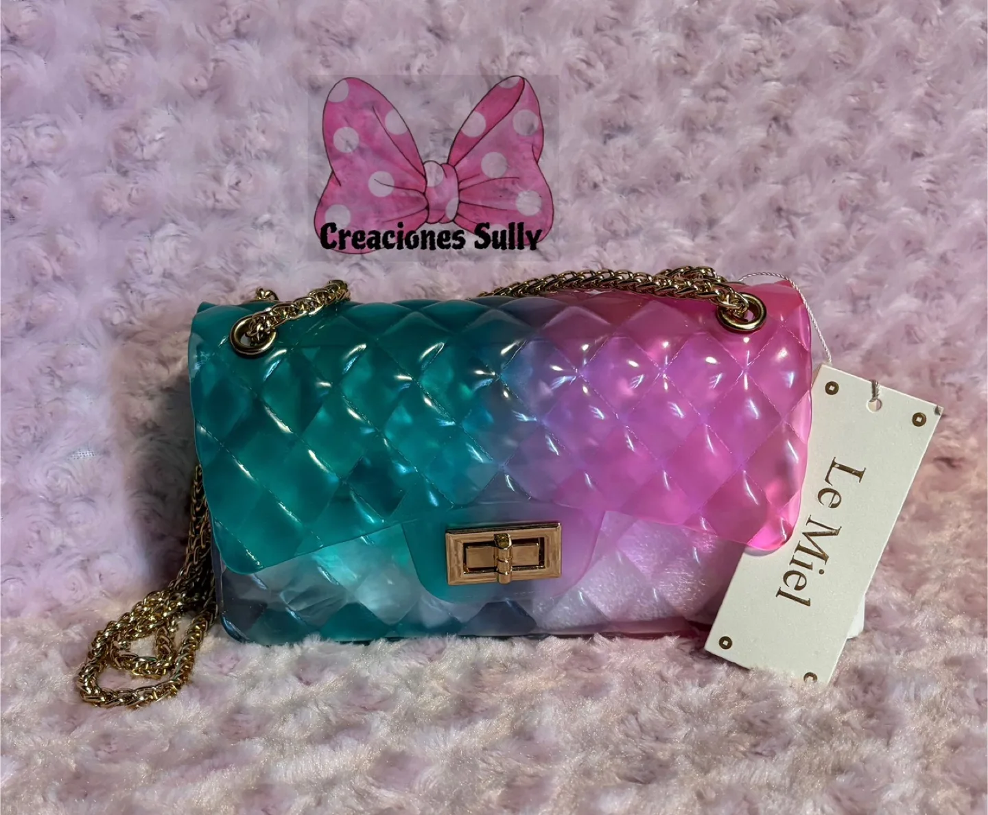 Le Miel Jelly Quilted Chain Bag - Turquoise Pink thumbnail