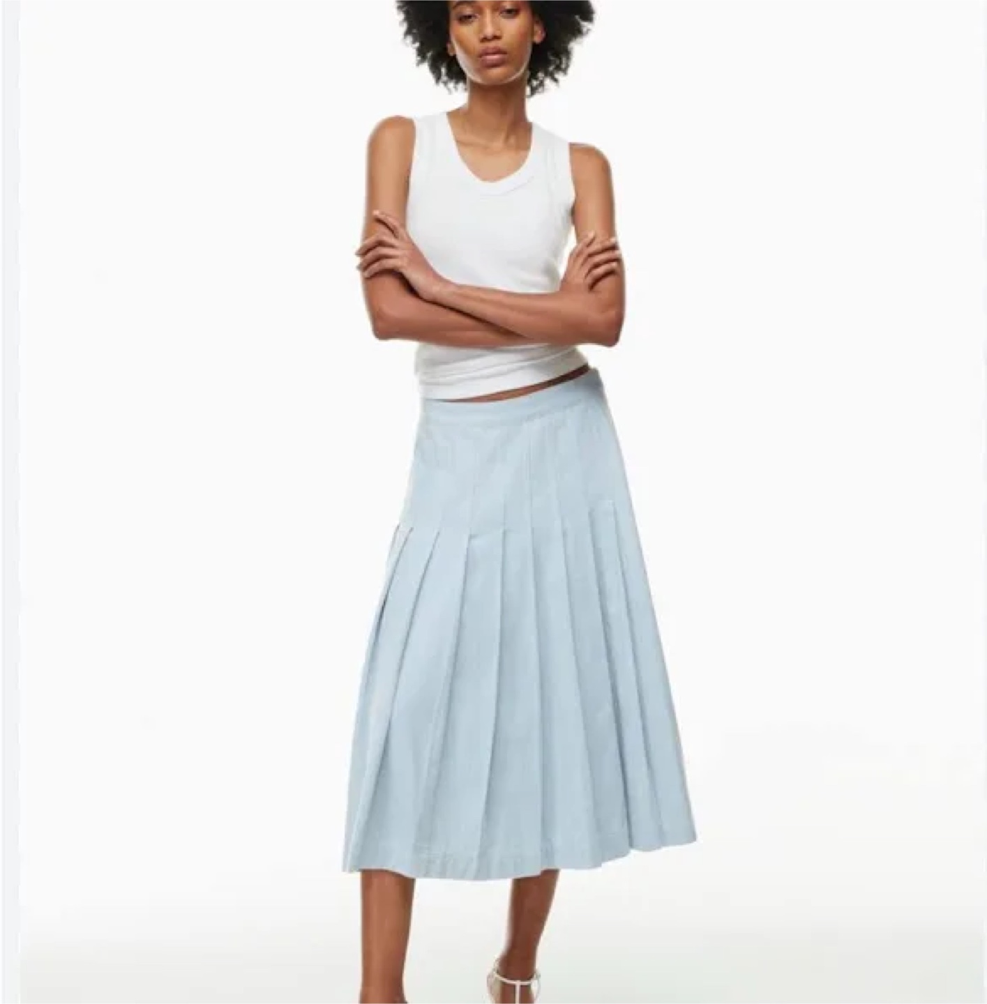 Babaton Aritzia Denim Pleated Mini Skirt - Size 8