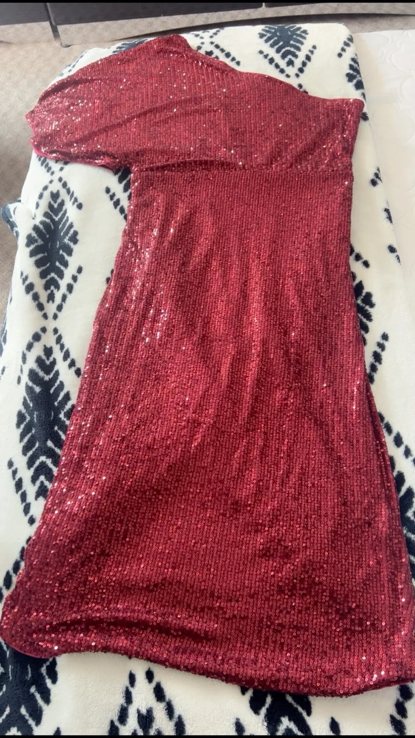 Red Sequin One-Shoulder Dress thumbnail