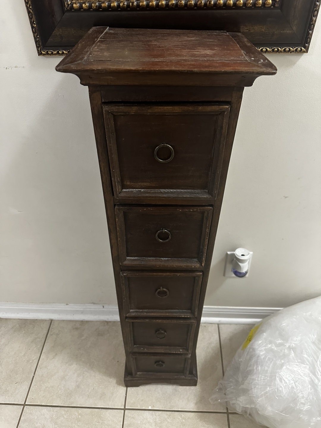 Dark Wood 5-Drawer Accent Table