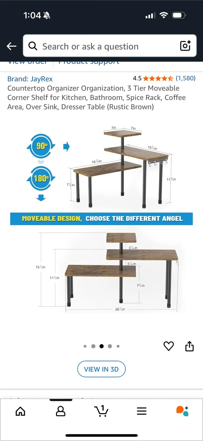 Countertop Corner Shelf - Rustic Brown image indicator(2)