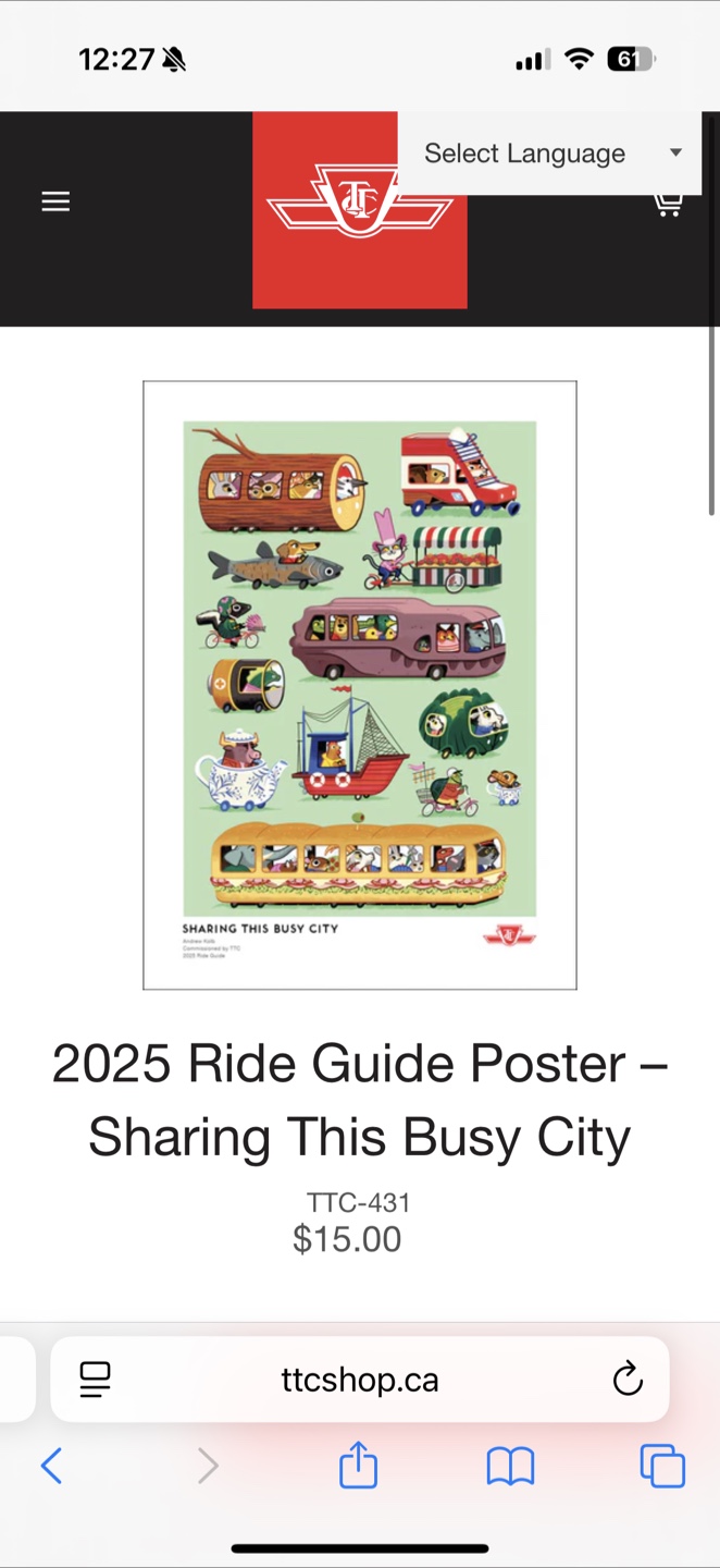 TTC 2025 Ride Guide Poster - Sharing This Busy City WITH frame - photo 4
