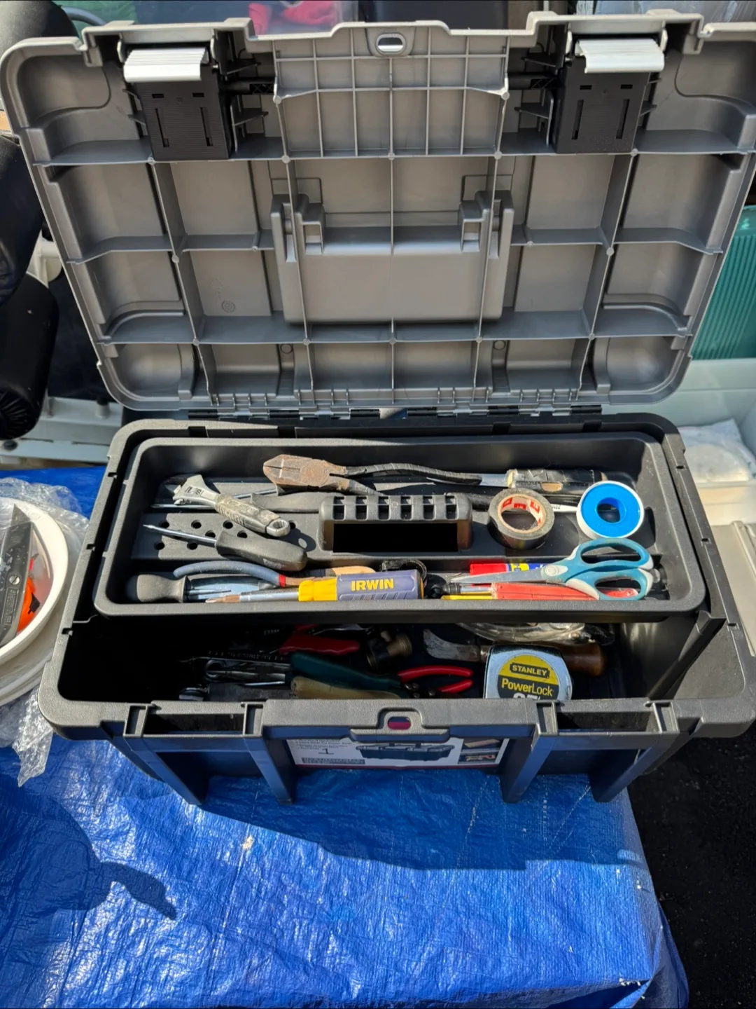 Husky Extra Wide Tool Box with Tools thumbnail