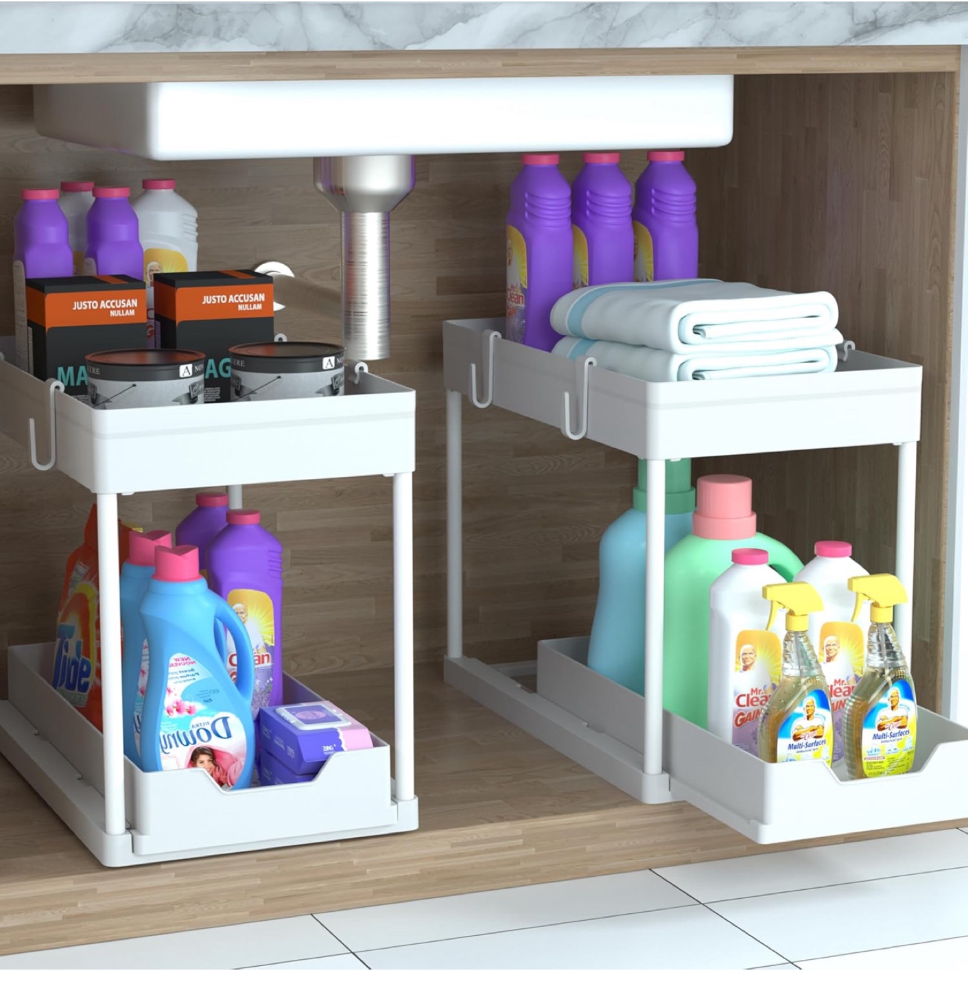 Under Sink Organizer with Pull Out Drawer - White - photo 3