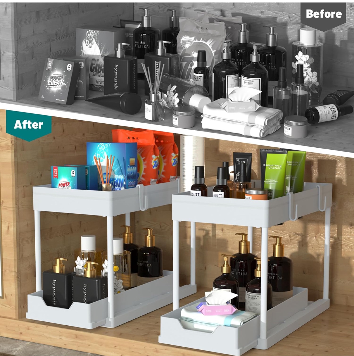 Under Sink Organizer with Pull Out Drawer - White - photo 4