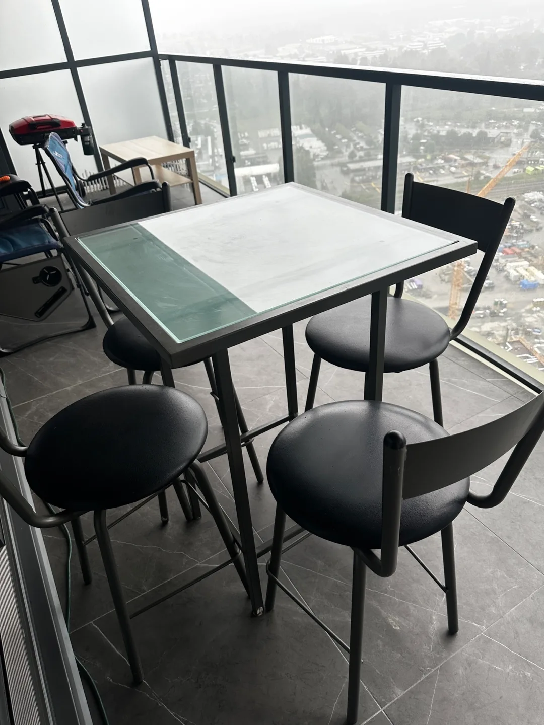 Glass Top Bar Table with 4 Stools thumbnail