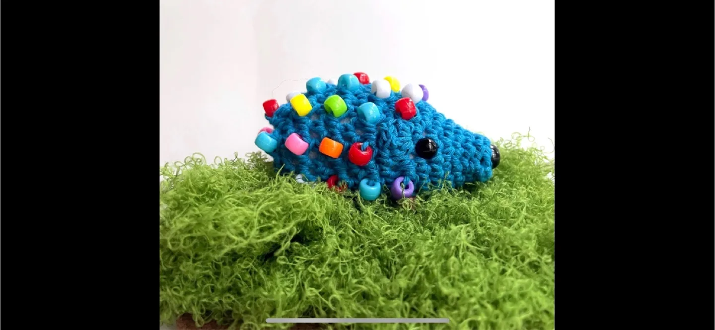 Handmade Crochet Blue Fidget Hedgehog Toy thumbnail