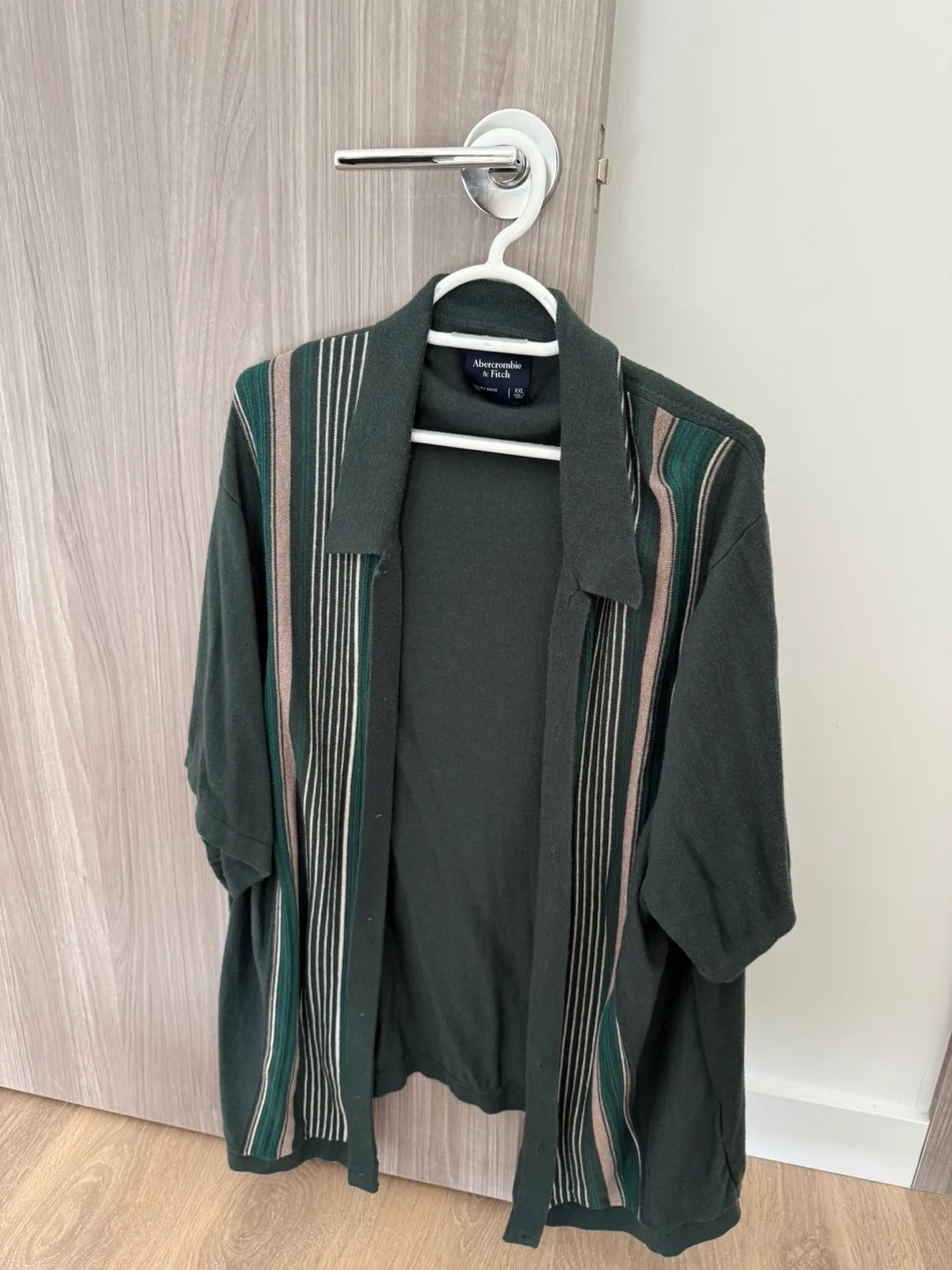 Abercrombie & Fitch Green Striped Shirt thumbnail