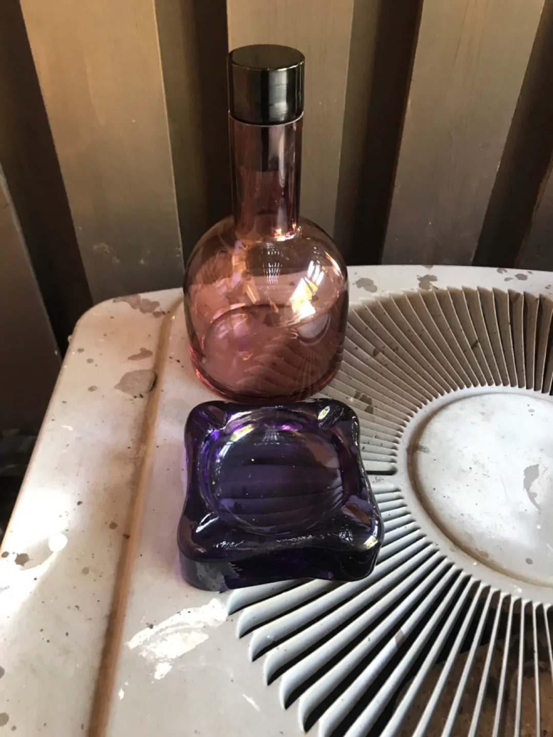 Kosta Boda Still Life Purple vase and ashtray thumbnail