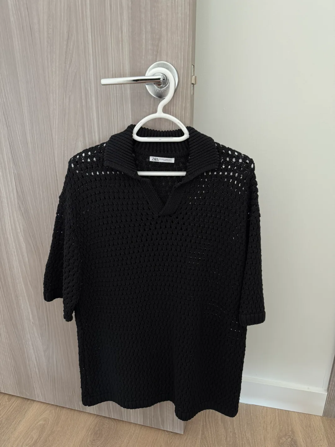 Zara Knit Polo Shirt - Size L - Black thumbnail