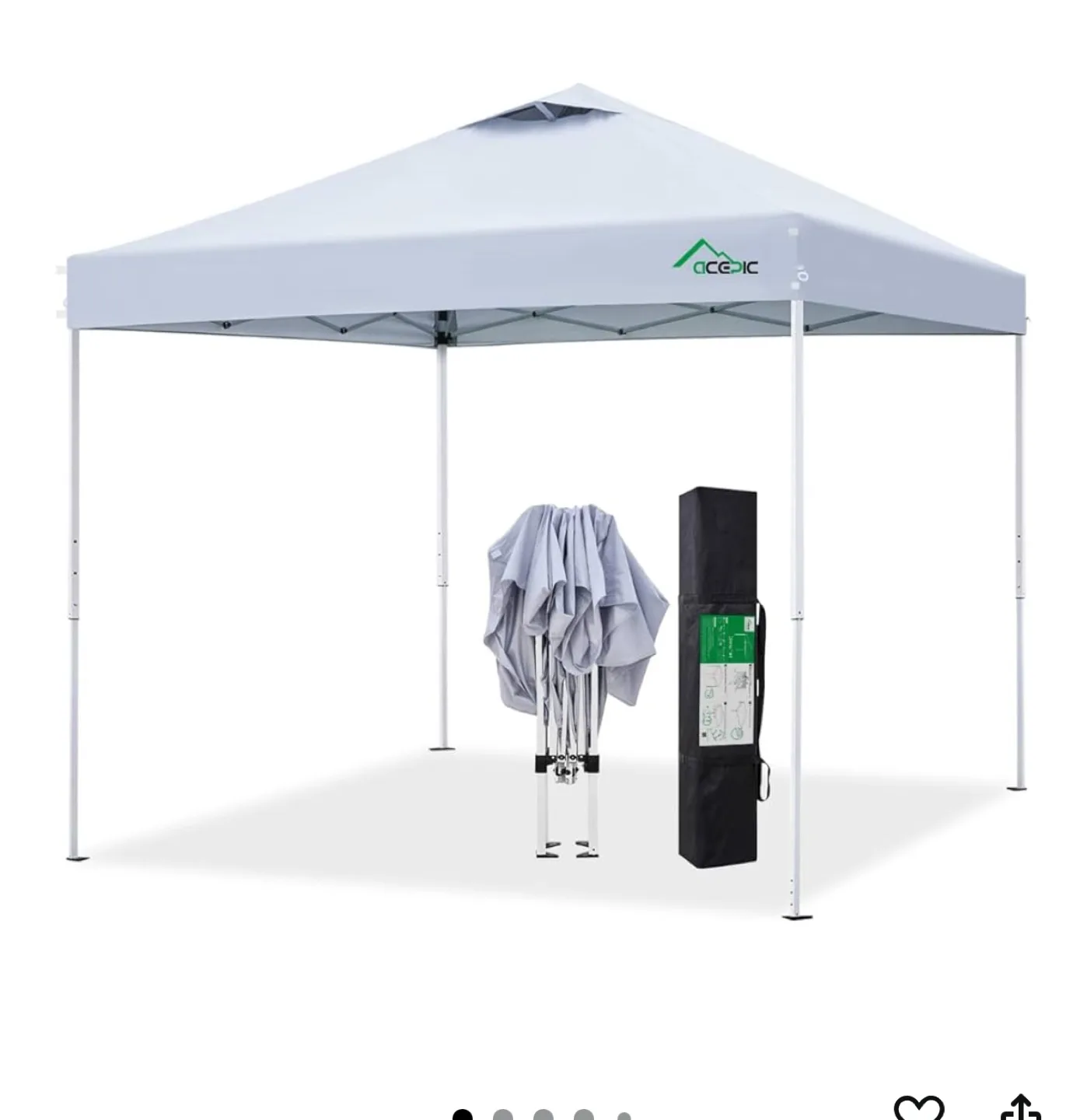 Acepic 10x10 Pop Up Canopy Tent,300D Silver-Coating Top thumbnail