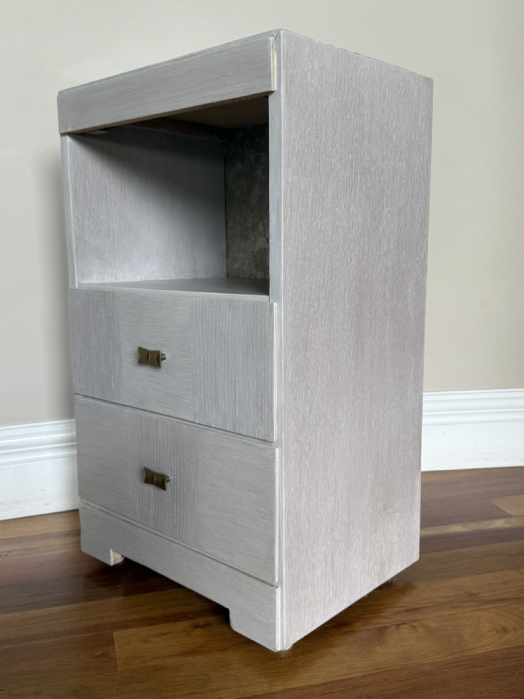Vintage Whitewashed Wood Nightstand - photo 3