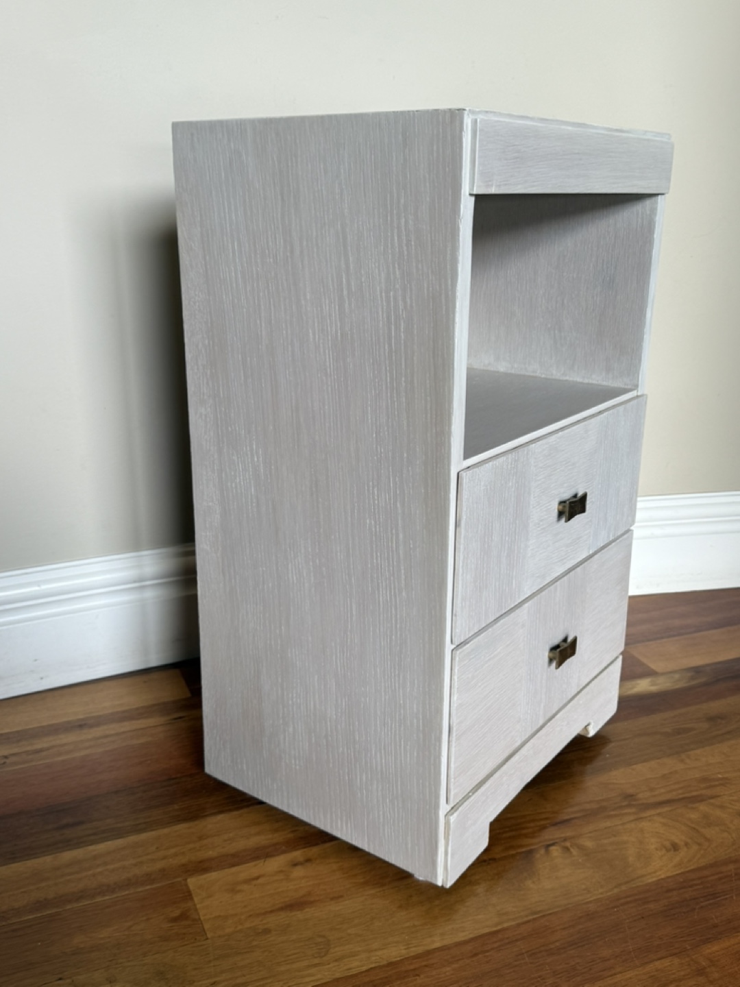 Vintage Whitewashed Wood Nightstand - photo 2