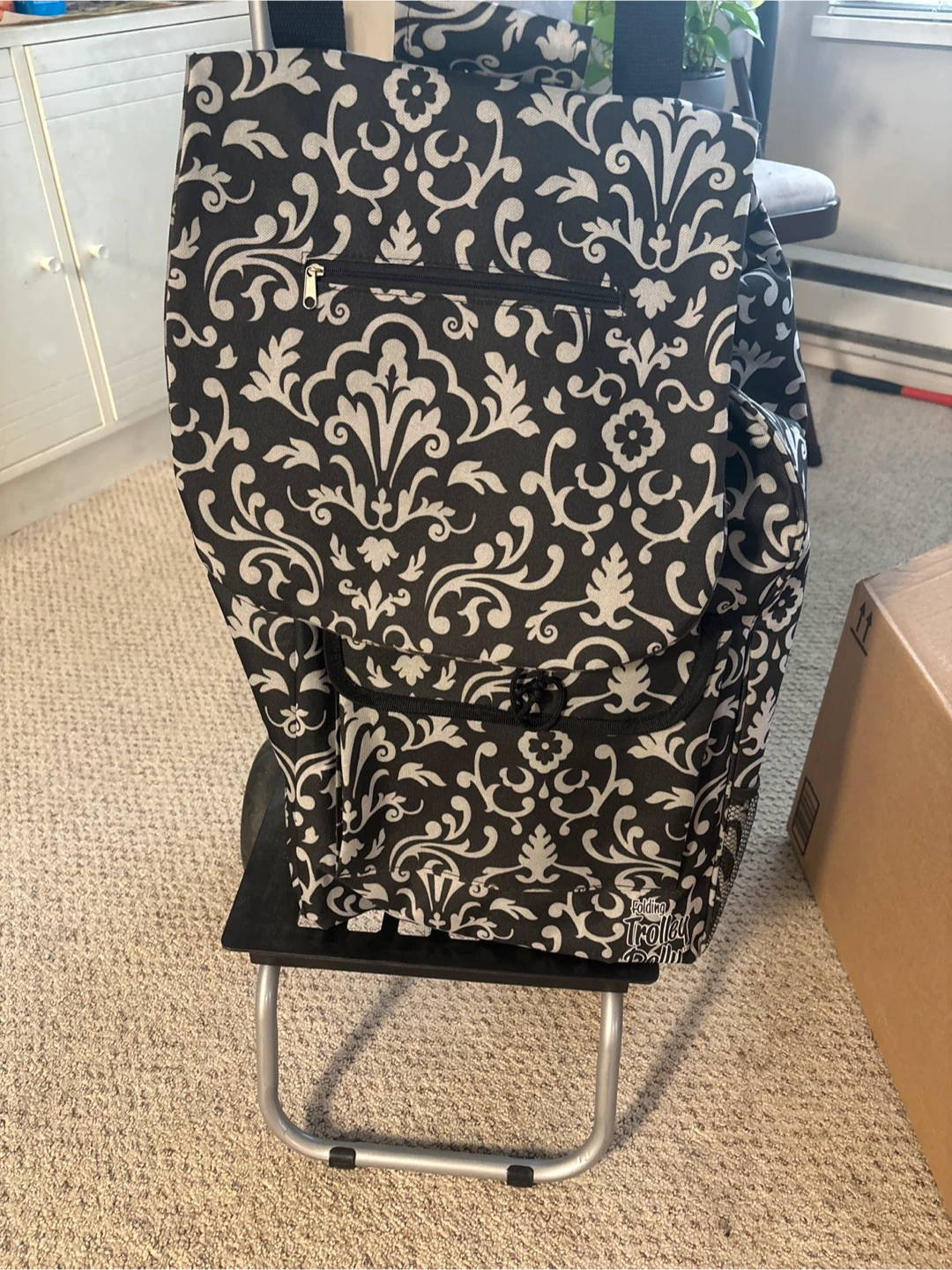 Foldable Shopping Trolley Cart - Black & White - photo 2