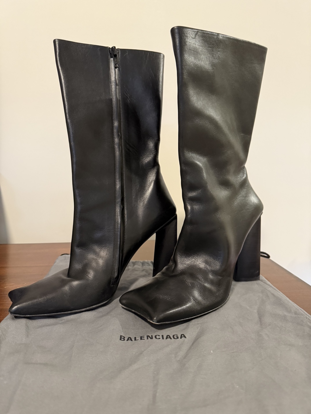 Balenciaga Black Leather Boots - Size 38