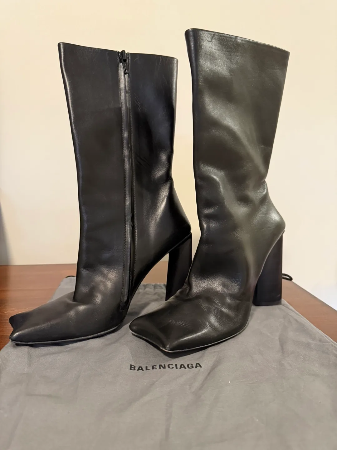 Balenciaga Black Leather Boots - Size 38 thumbnail