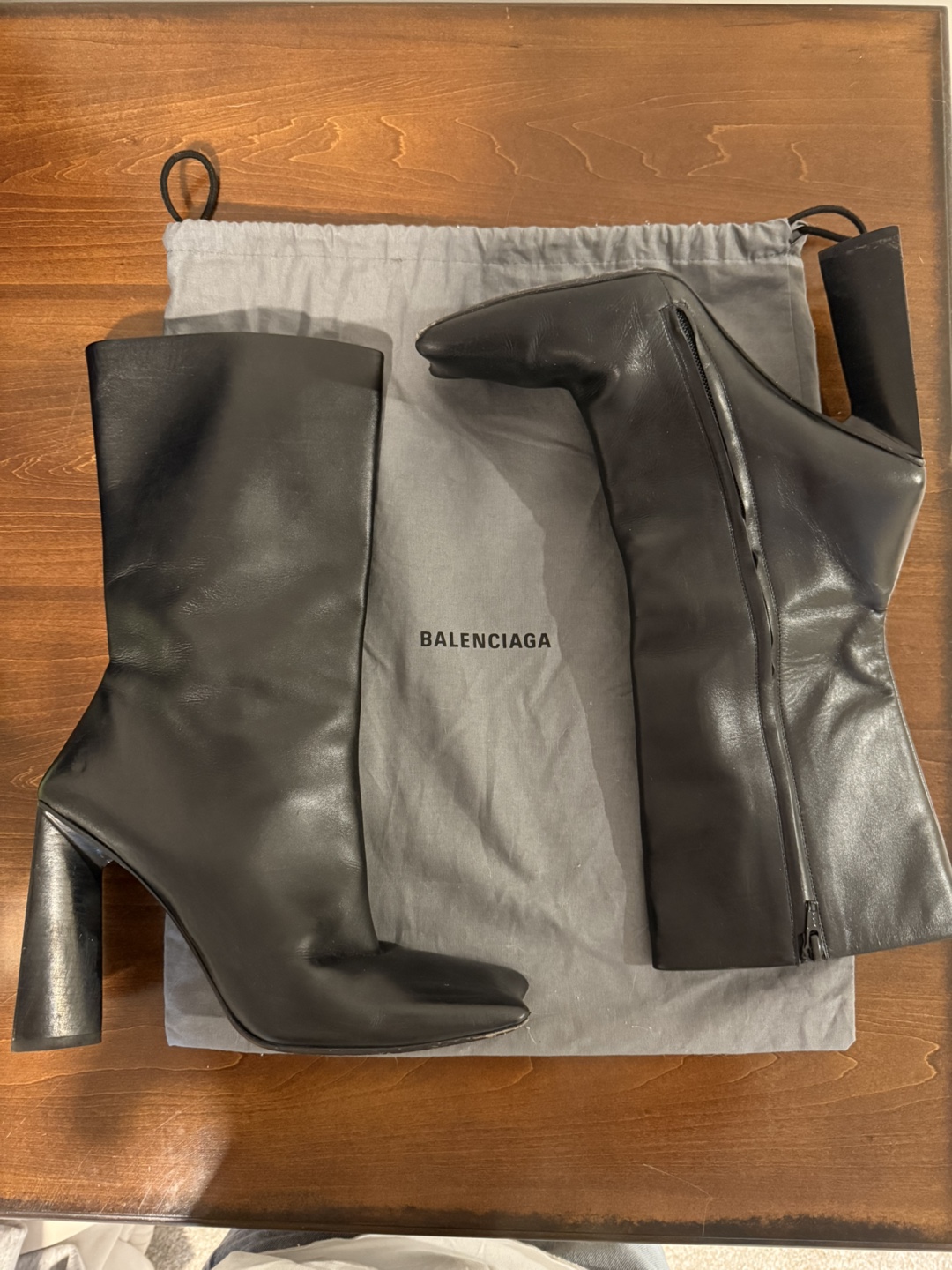 Balenciaga Black Leather Boots - Size 38 - photo 3