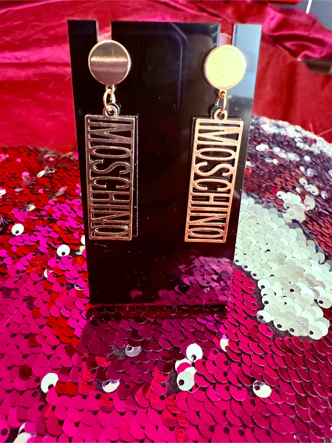 Moschino Dangle Earrings stunning rose gold