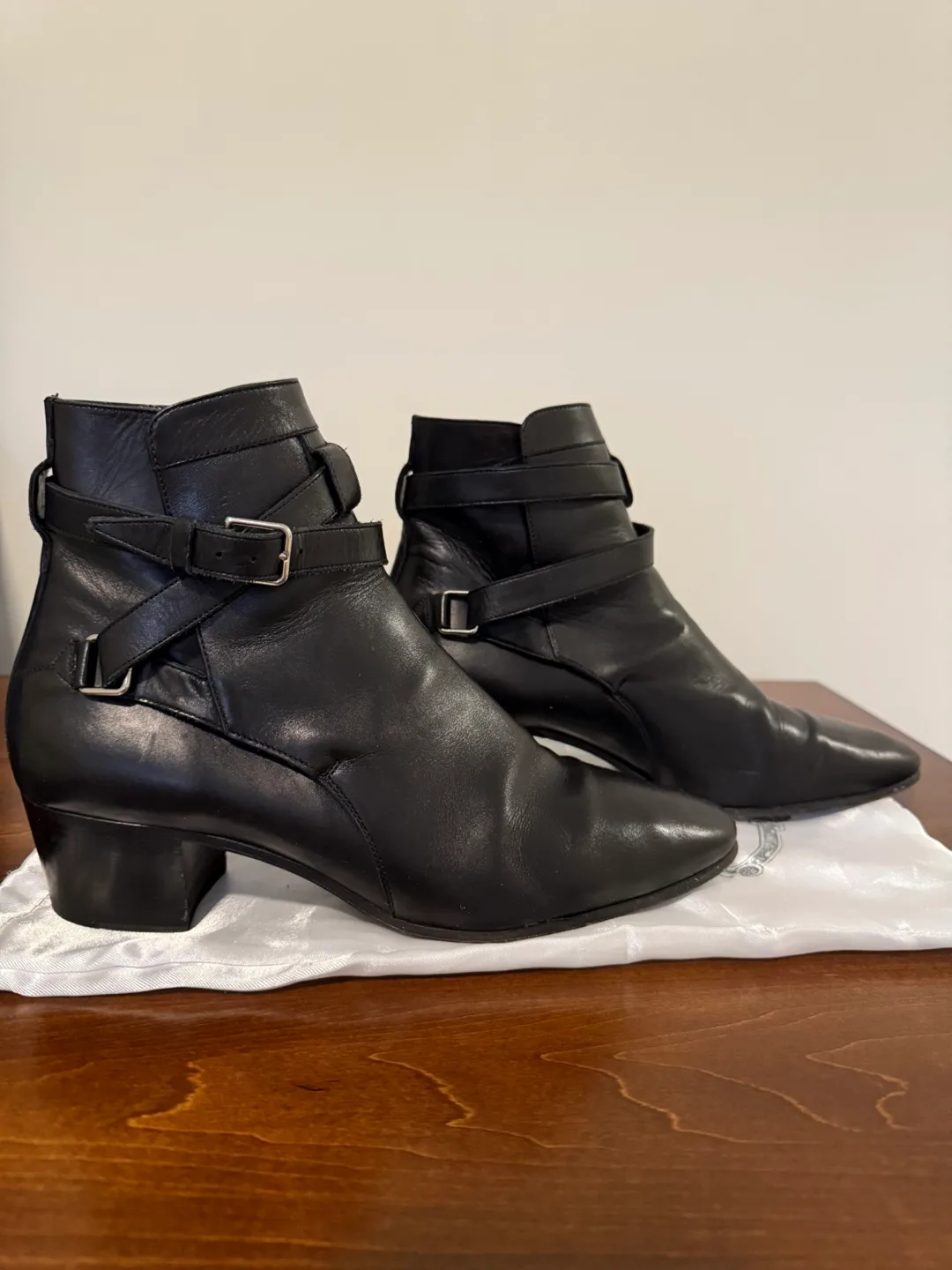 Saint Laurent Paris Black Leather Ankle Boots - Size 37 image indicator(4)