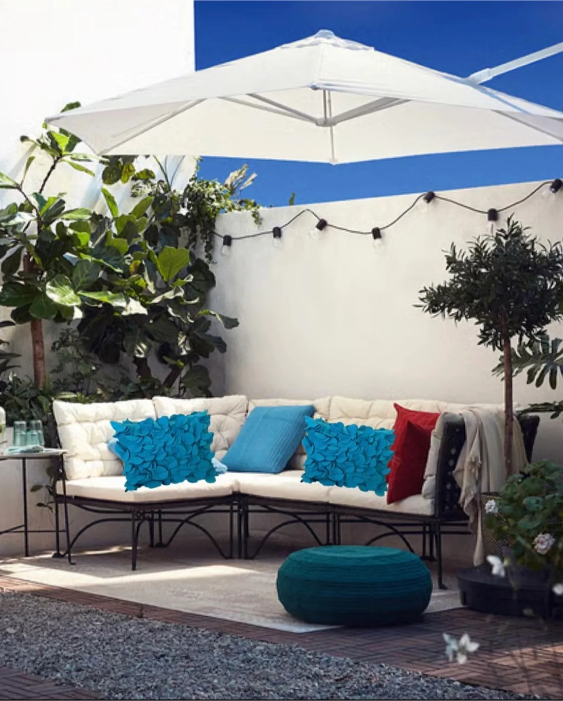 Turquoise Petal Pillows - Outdoor Pillows (Set of 2) image indicator(4)