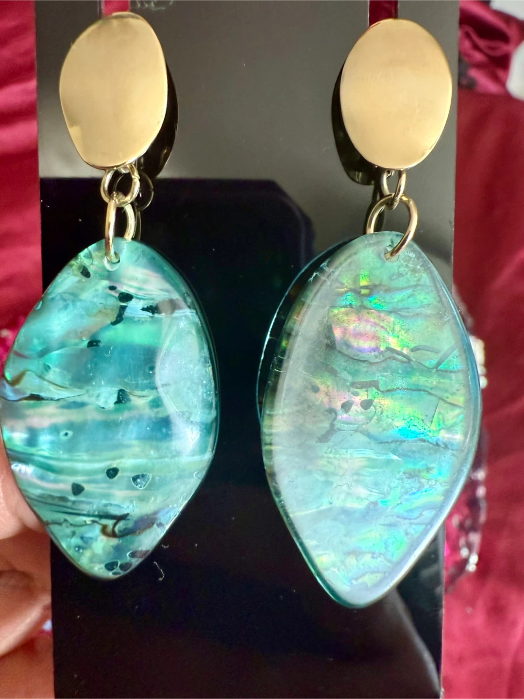 Dangle Earrings - Gold and Teal - photo 3