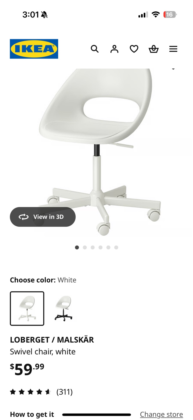 IKEA LOBERGET / MALSKÄR Swivel Chair - White - photo 3