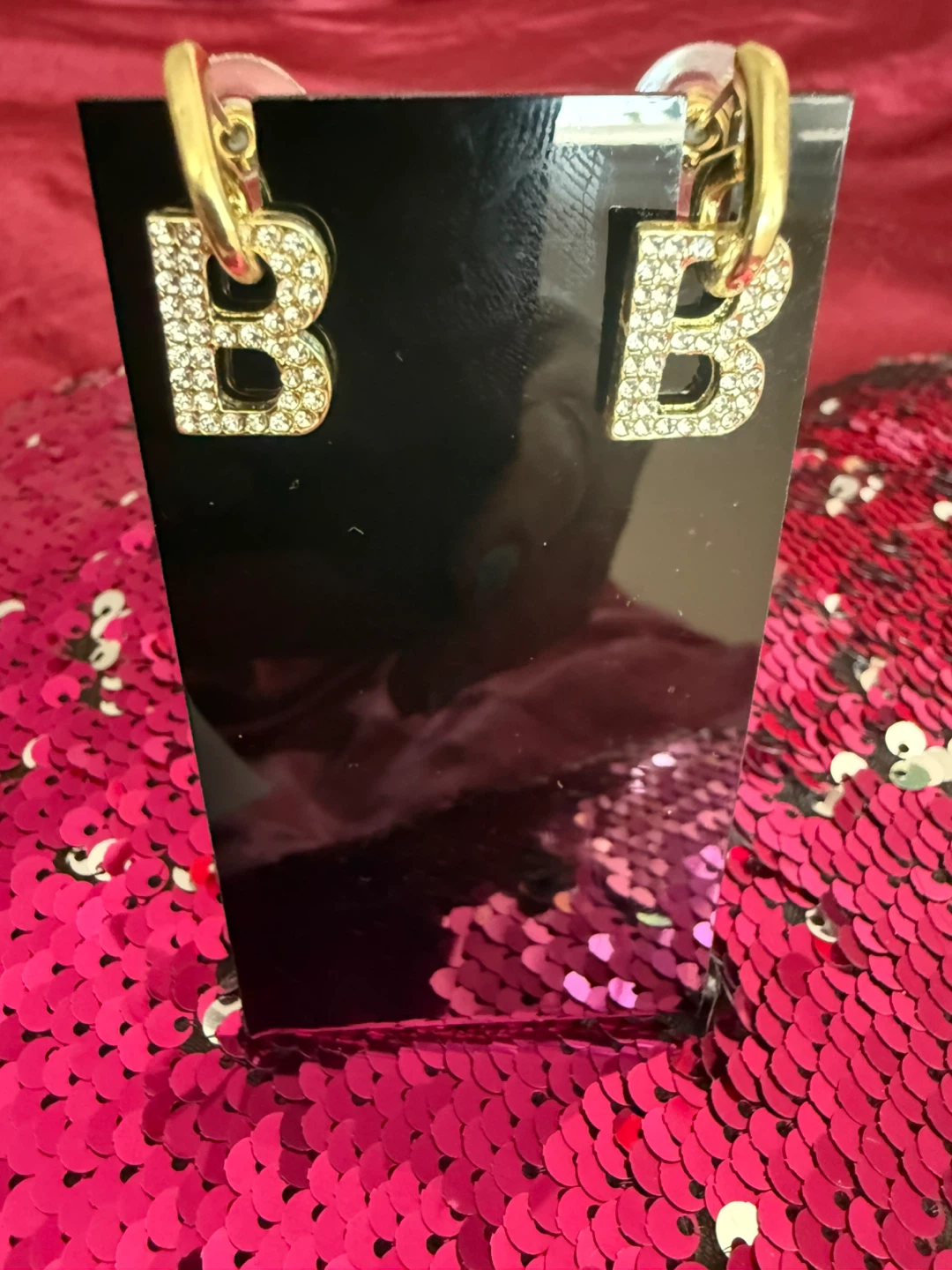 Initial 'B' Gold Tone Earrings