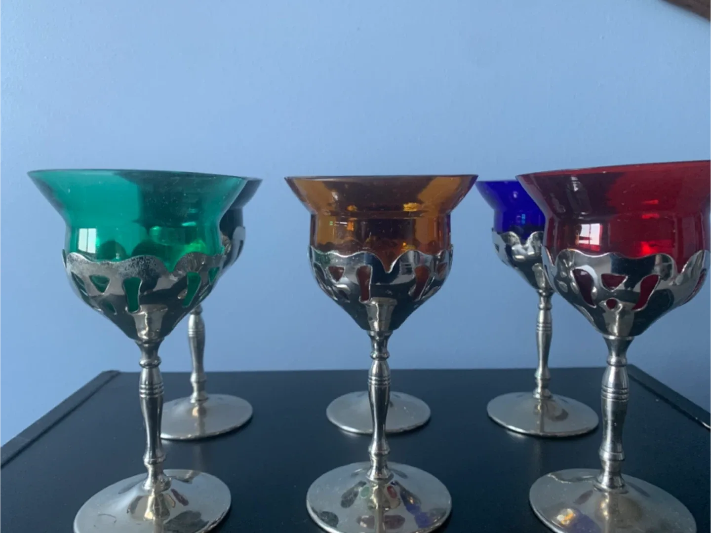 Set of 6 Vintage Coloured Wine Glasses thumbnail