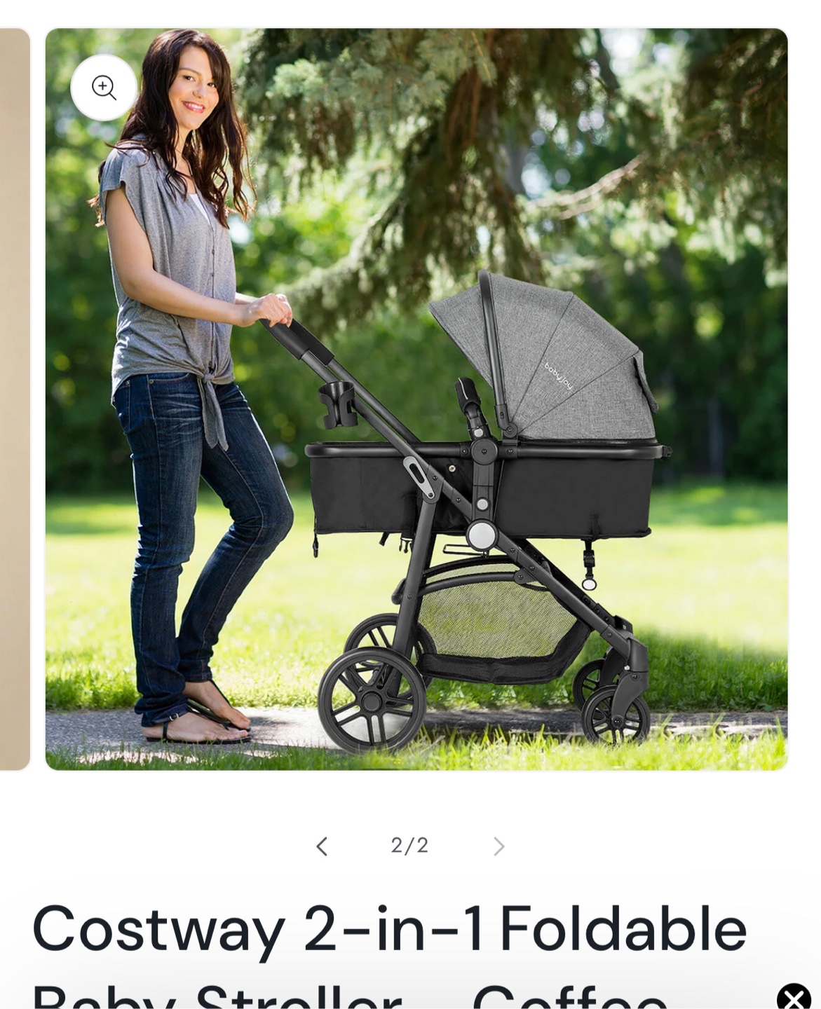 Costway 2-in-1 Foldable Baby Stroller - Black