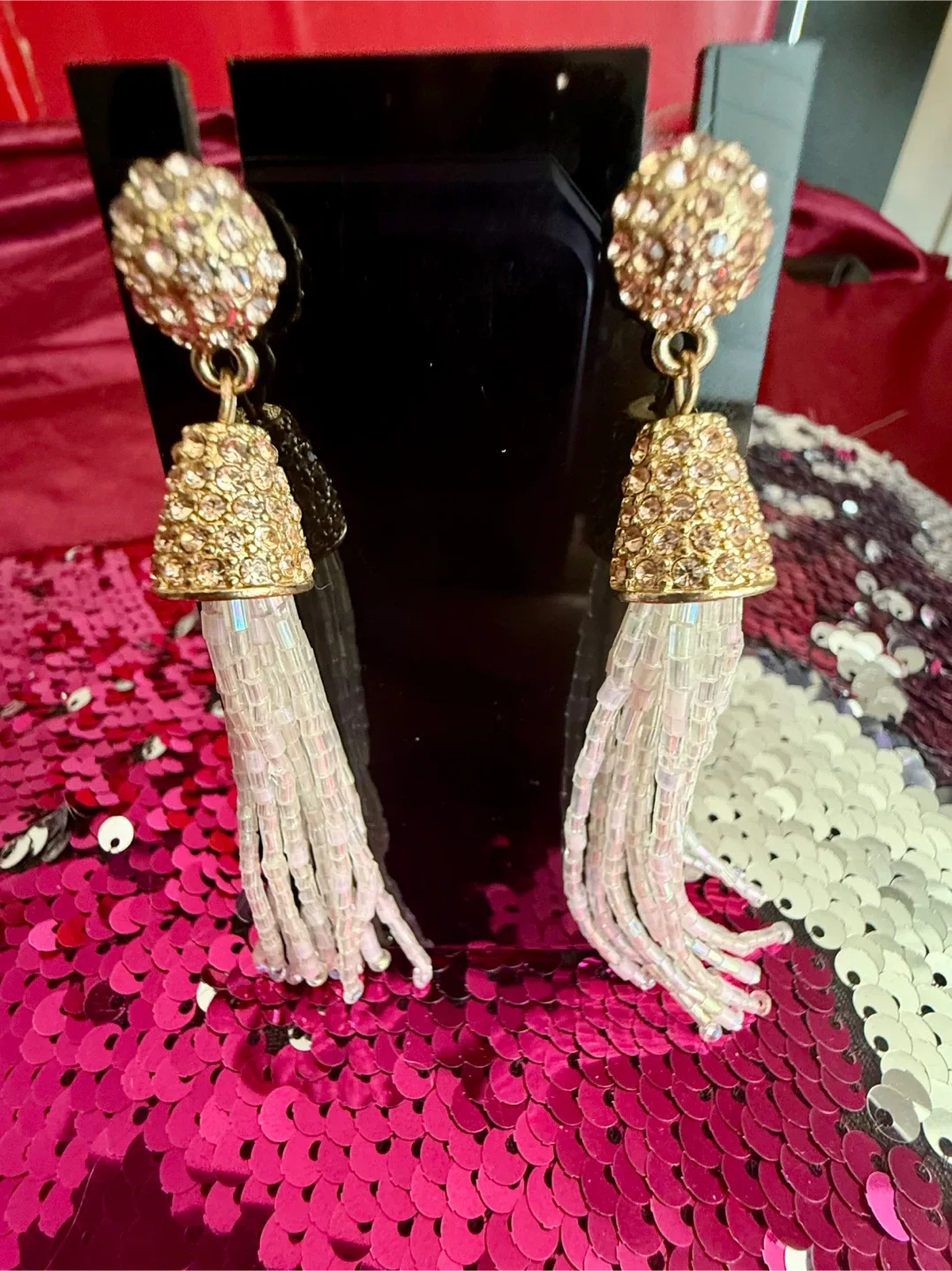 Tassel Earrings handcrafted beads thumbnail