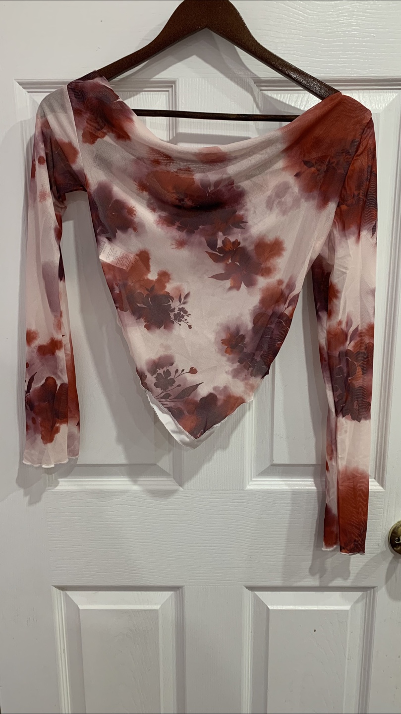 Floral Mesh One-Shoulder Top - photo 2