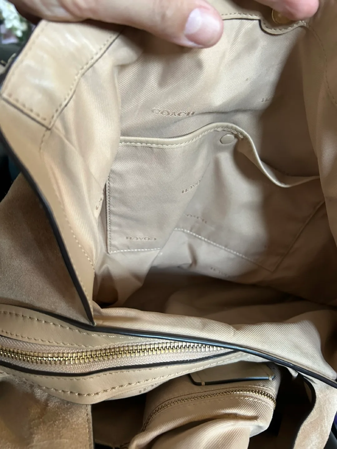 Coach Beige Leather & Suede Hobo Bag image indicator(5)