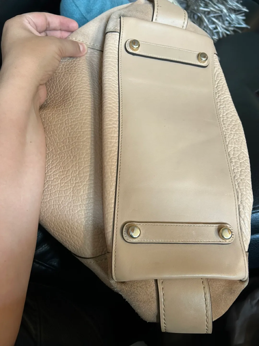 Coach Beige Leather & Suede Hobo Bag image indicator(9)