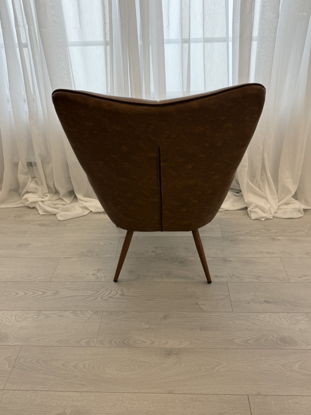 Kynston Faux Leather Wingback Chair - brown - photo 3