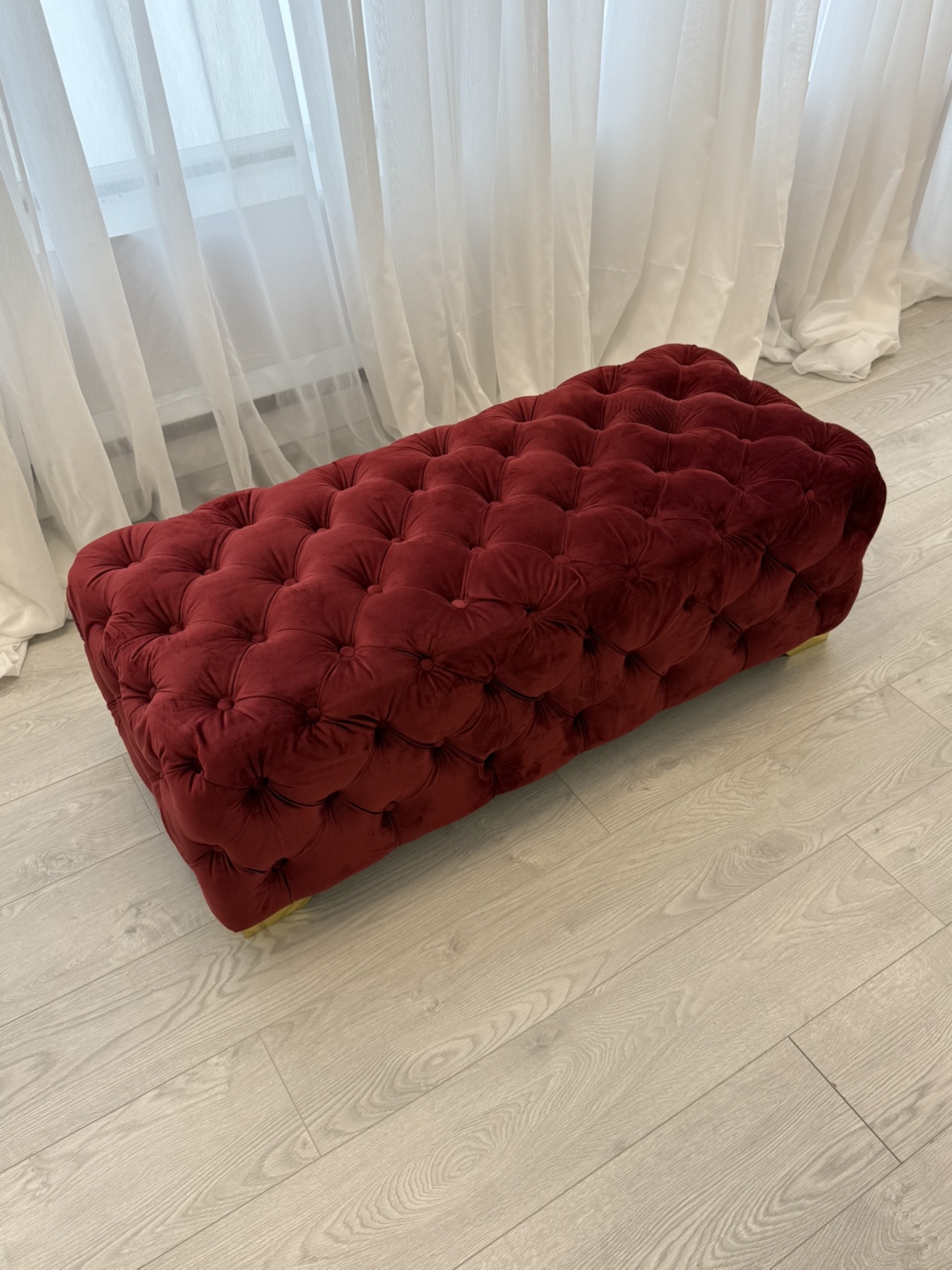 Wayfair Burgundy Velvet Tufted Ottoman - photo 3
