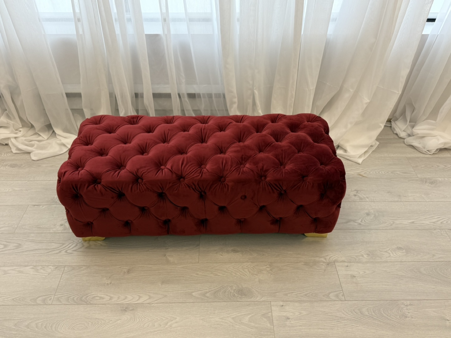 Wayfair Burgundy Velvet Tufted Ottoman - photo 2