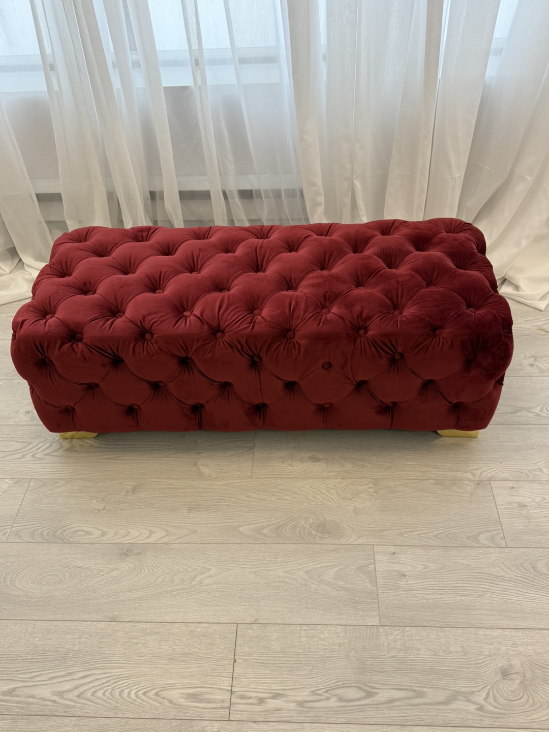 Wayfair Burgundy Velvet Tufted Ottoman