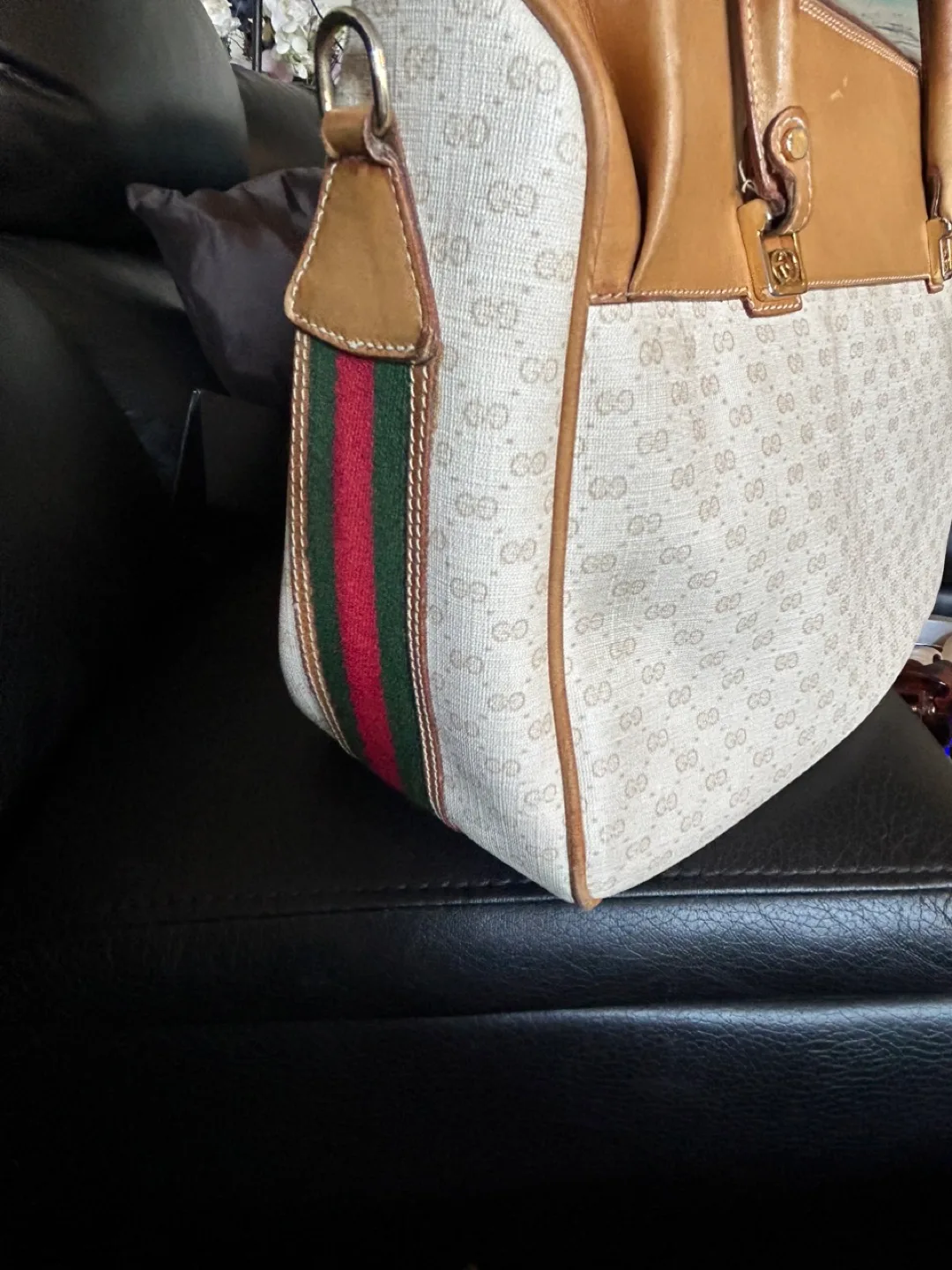 Gucci Vintage Beige/Brown GG Canvas Handbag thumbnail